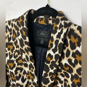 J. Crew Women's Animal Print Blazer Parke blazer in‎ leopard-print linen TENCEL